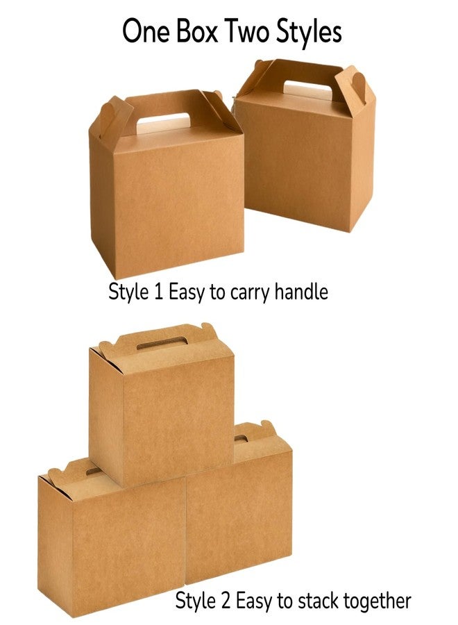 ZOOFOX 50 Pack 9x6x6 Brown Gable Boxes for Food, Large Welcome Box with Handles, Grease Resist Bakery Boxes Treat Box Paper Lunch Container To Go for Birthday, Wedding, Baby Shower, Lunch - Image 4